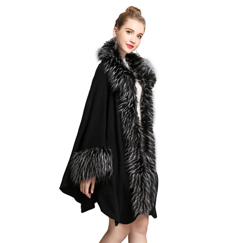 Lovemi - Faux Fur Cape Cape Women’s Coat