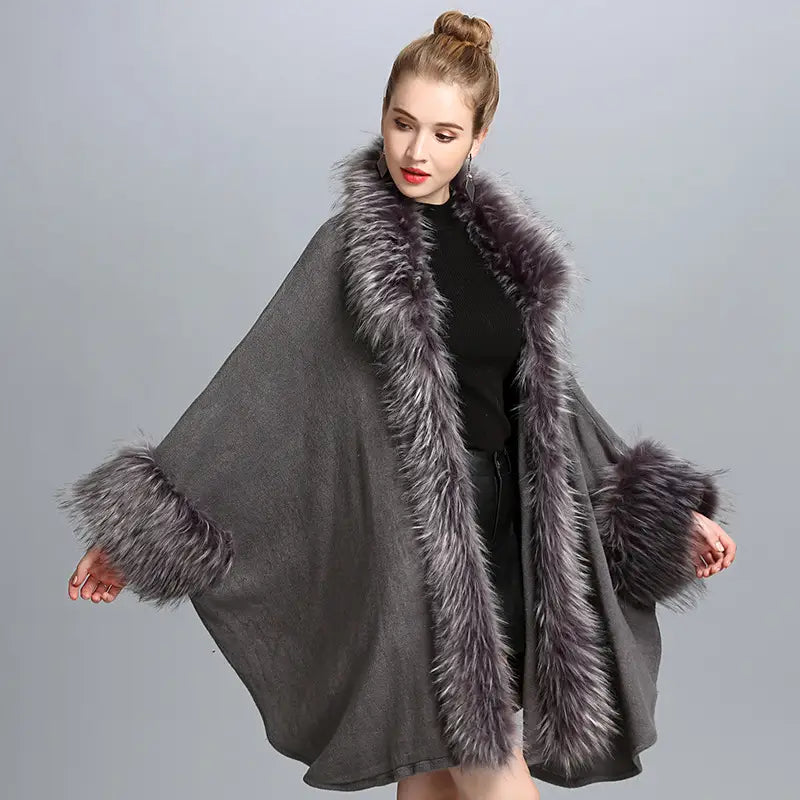 Lovemi - Faux Fur Cape Cape Women’s Coat