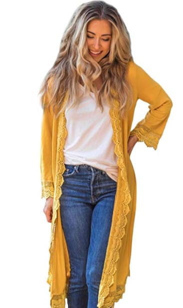 Lovemi - Cardigan long en dentelle tricoté explosif