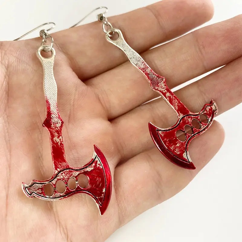 Lovemi - Bloodstained Horror Halloween Earrings Scissors Axe