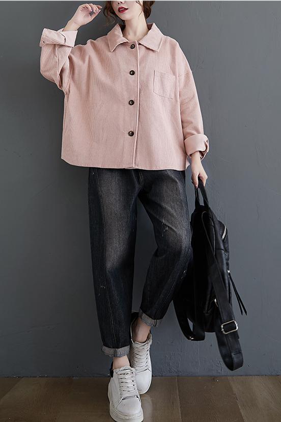 Lovemi - Chemise en velours côtelé vintage d'automne pour femme grande taille