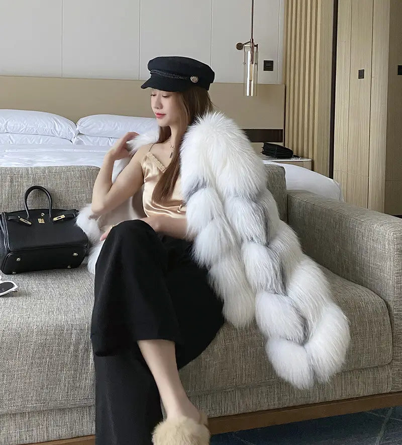 Lovemi - High End Marble Fox Fur Coat