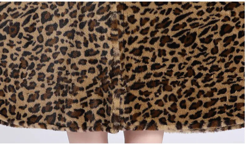 Lovemi - Leopard Print Big Hair Leader Mouth Cardigan Cape