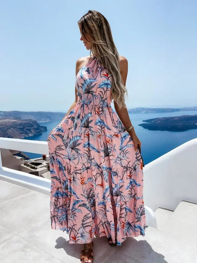 Lovemi – Modisches, sexy Neckholder-Kleid mit Blumenmuster