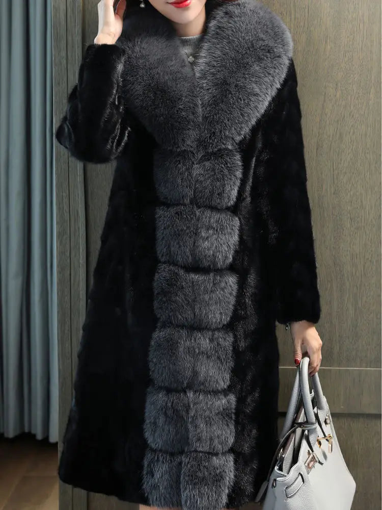 Lovemi - New Fox Fur Collar Mink Women’s Coat