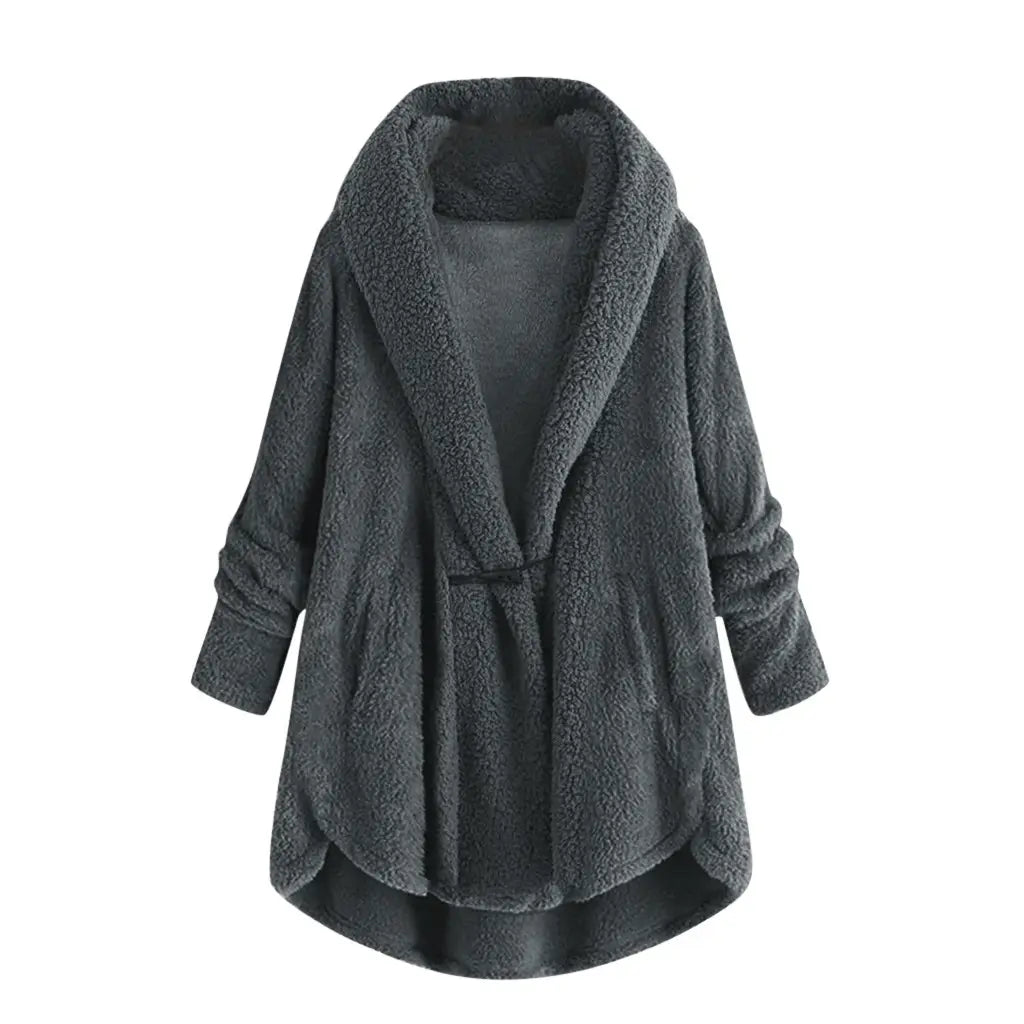 Lovemi – Einfarbige Freizeitjacke mit Kapuze und Hornknopf