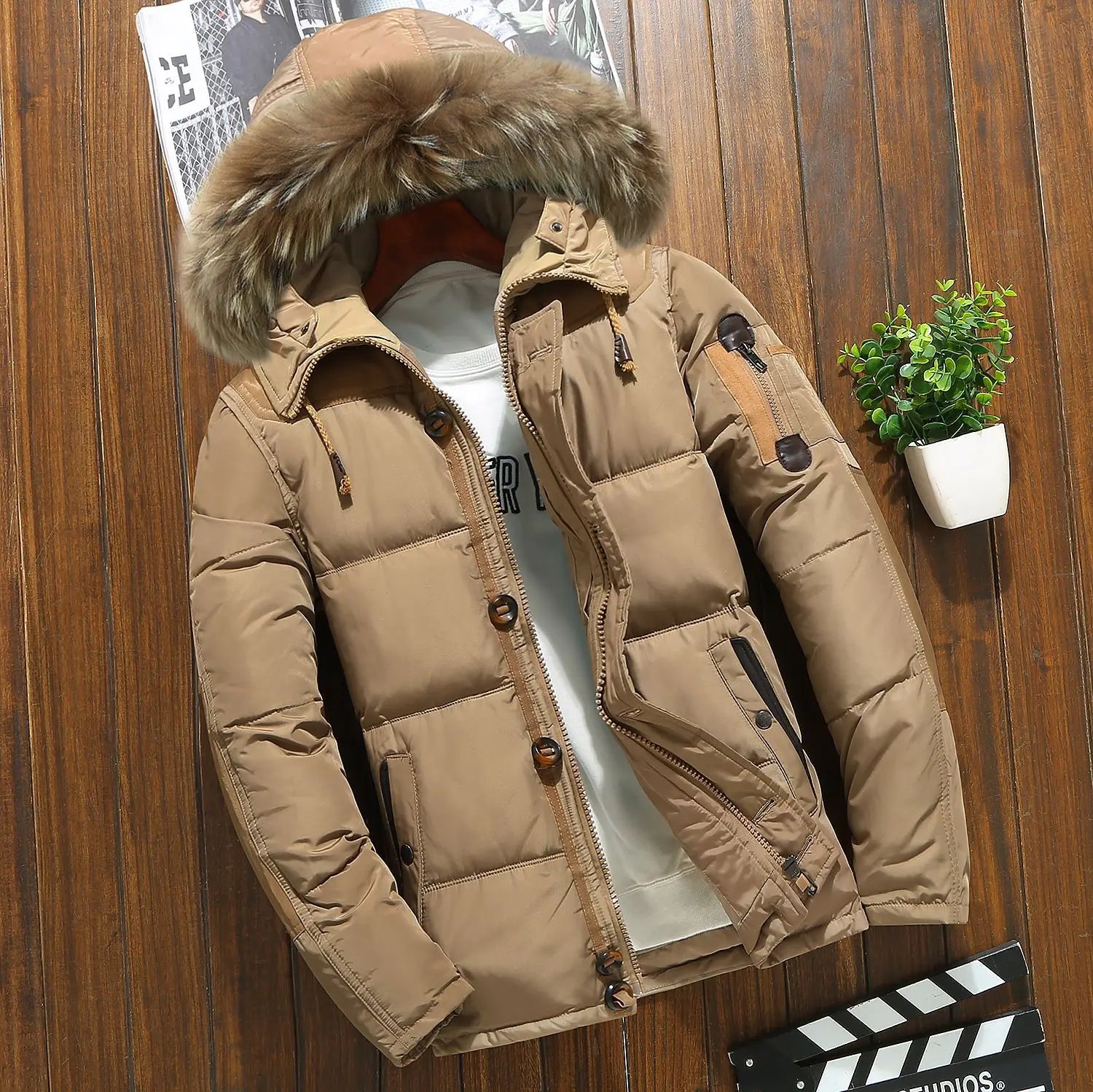 Lovemi - Down jacket men’s Korean casual solid color thick