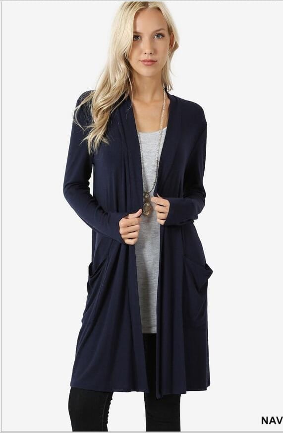 Lovemi – Einfacher Mantel mit langen Ärmeln und mittellanger Strickjacke für Damen
