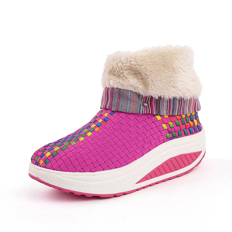 Winter plus Samt-Sneakers für Damen, koreanisches Stricken