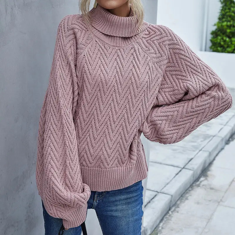 Lovemi - Lantern Sleeve Women’s Sweater Turtleneck Sweater