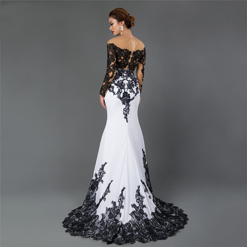 Lovemi - Embroidered Lace Maxi Dress With Fishtail Slim Tail