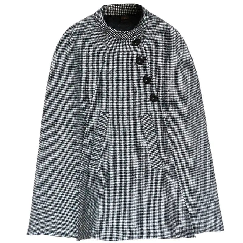 Lovemi - Design Wool Cape Lace-up Collar Coat