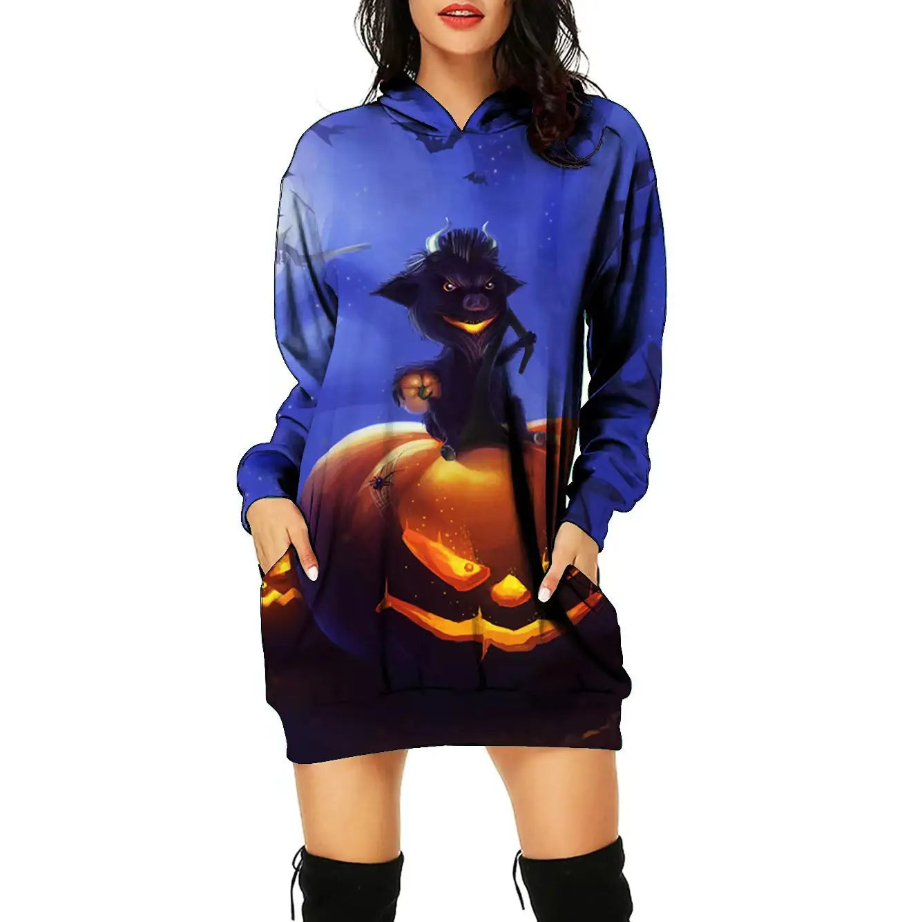 Lovemi - Robe imprimée de positionnement sur le thème d'Halloween pour femmes