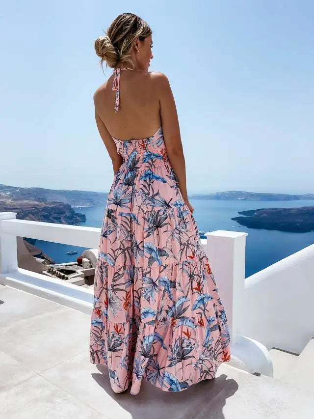 Lovemi – Modisches, sexy Neckholder-Kleid mit Blumenmuster