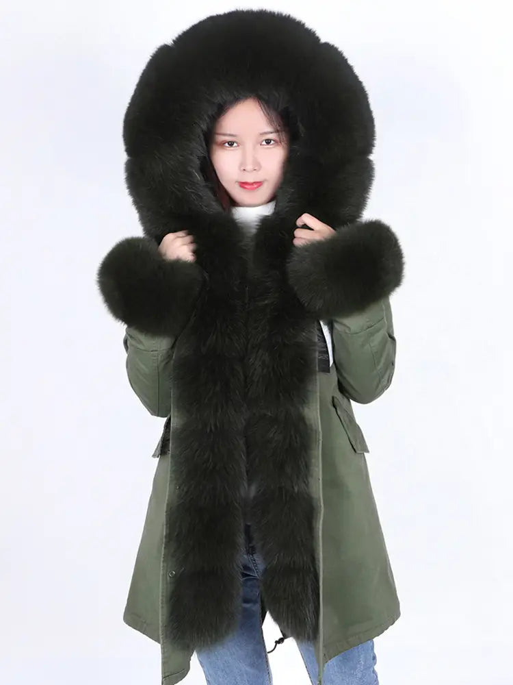 Lovemi - Coat Fur With Detachable Inner Liner Placket