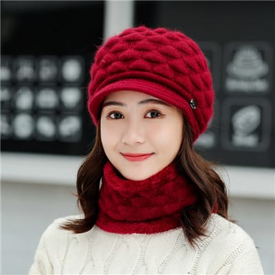 Lovemi - Bonnet écharpe de protection auditive chaude et épaisse en peluche