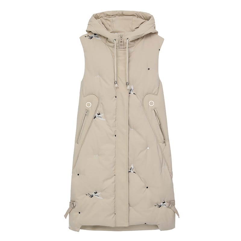 Lovemi - Gilet chaud en duvet de coton brodé pour femme