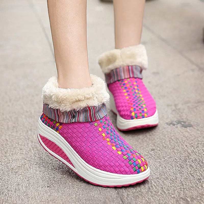 Winter plus Samt-Sneakers für Damen, koreanisches Stricken