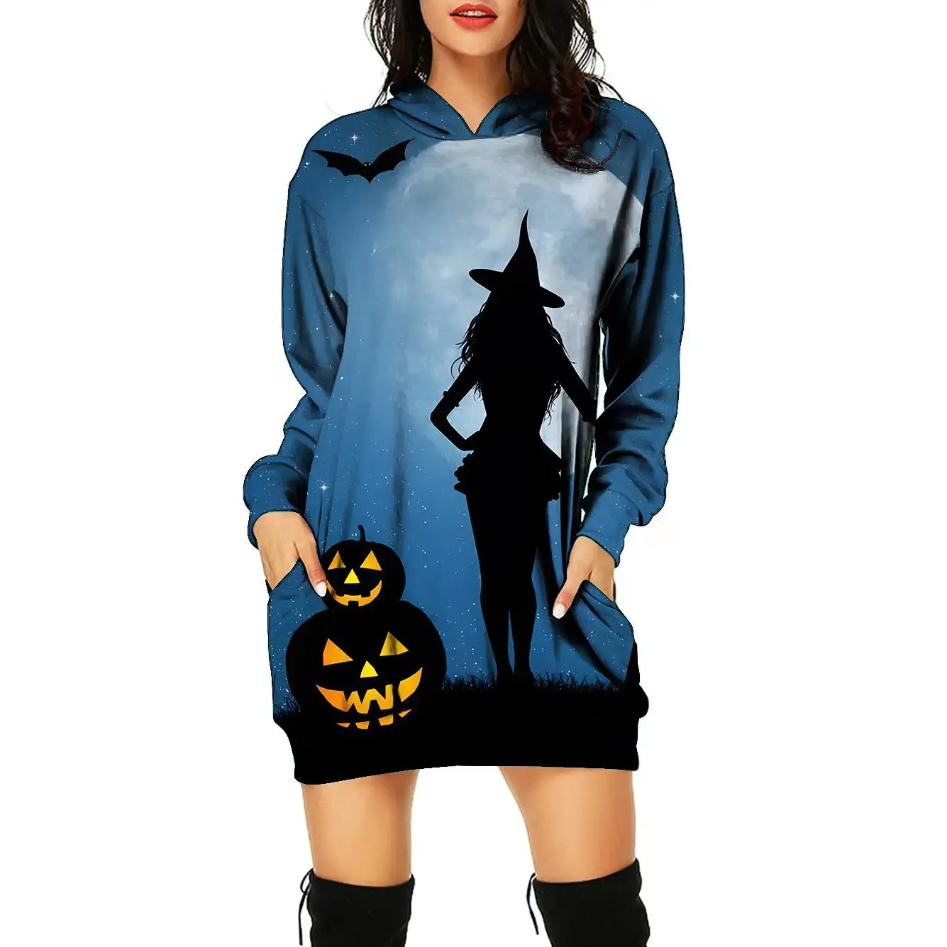 Lovemi - Women’s Halloween Theme Positioning Print Dress