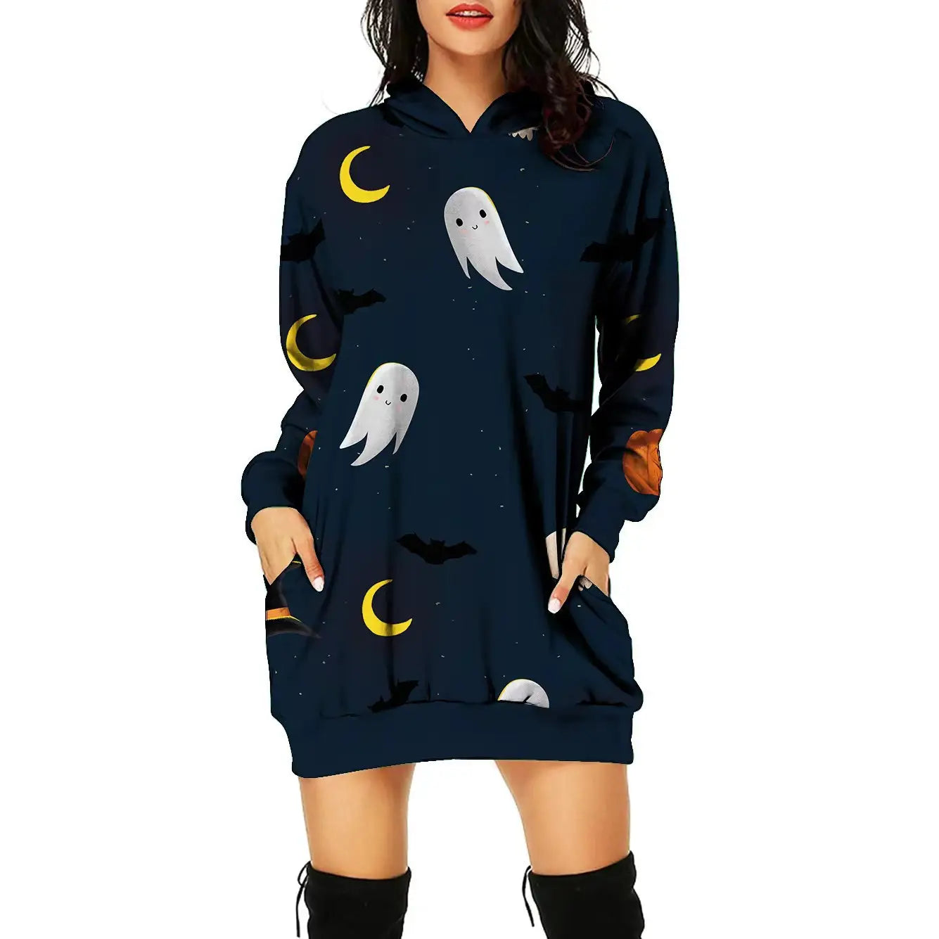 Lovemi - Women’s Halloween Theme Positioning Print Dress