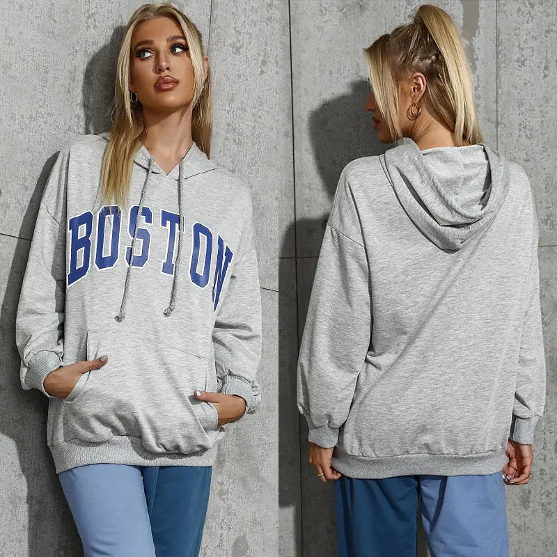 Lovemi - Casual Hooded Trendy Letter Sweater