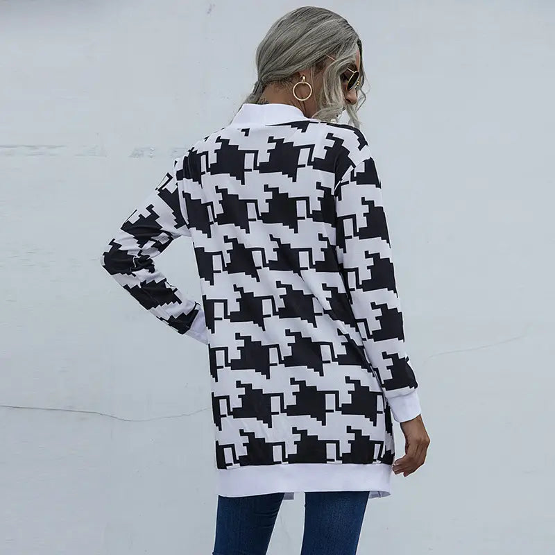 Lovemi - Cardigan tricoté imprimé léopard de Noël tie-dye