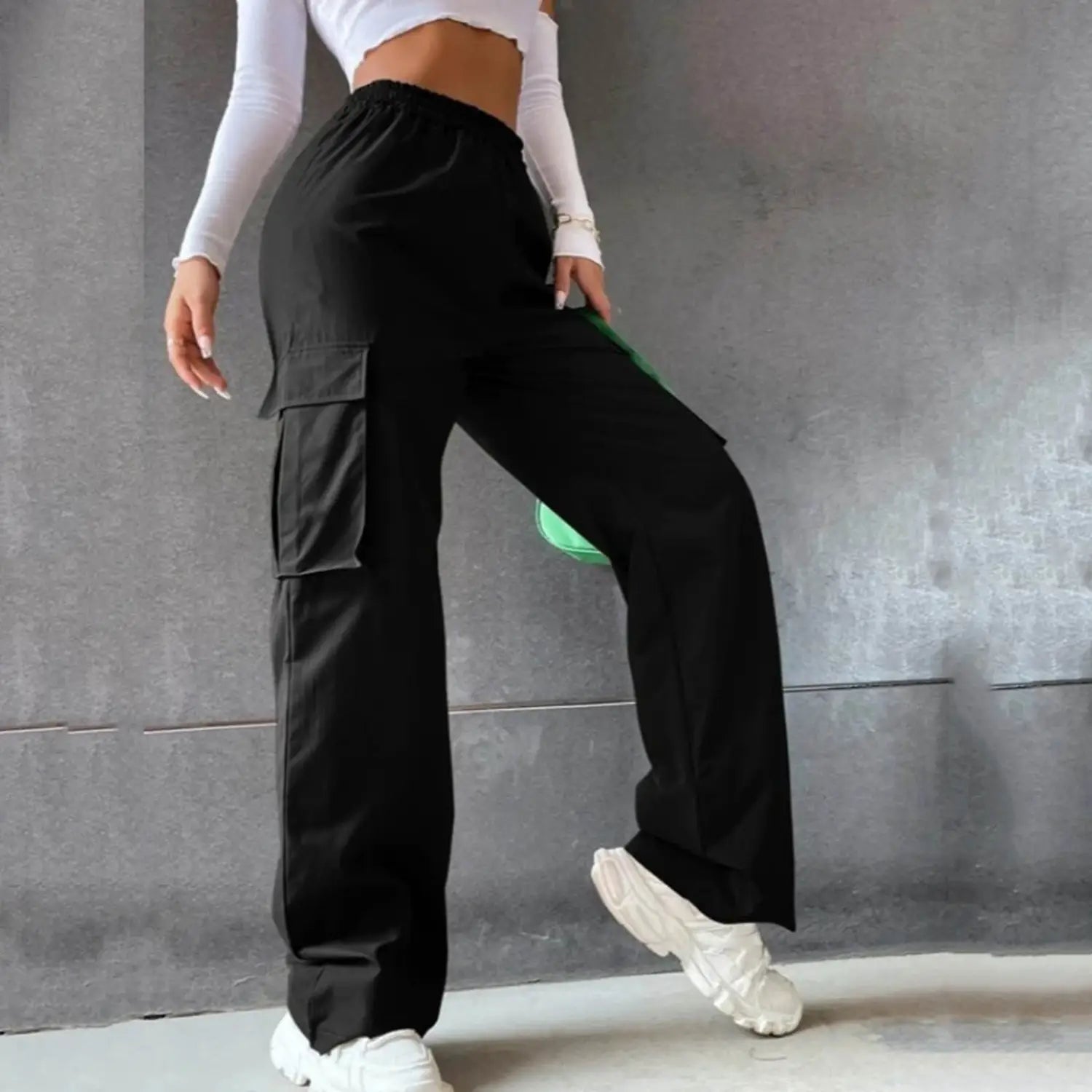 Lovemi - Beltless Trousers High Waist Wide Leg Straight