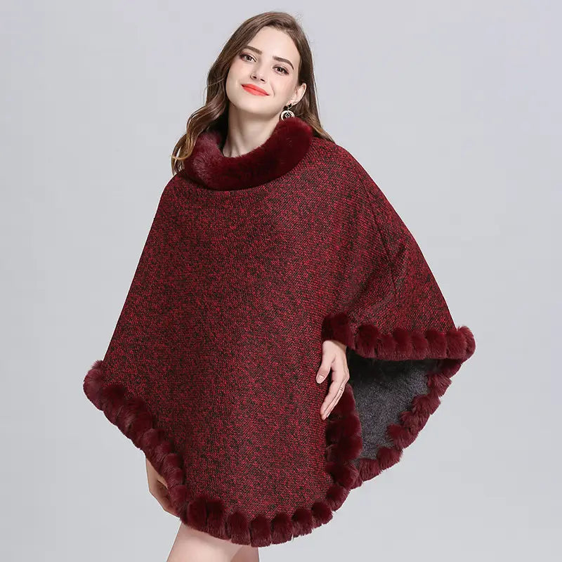 Lovemi - Knit sweater cloak shawl coat women