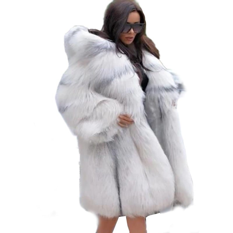 Lovemi - Women’s hooded long fashionable fur coat