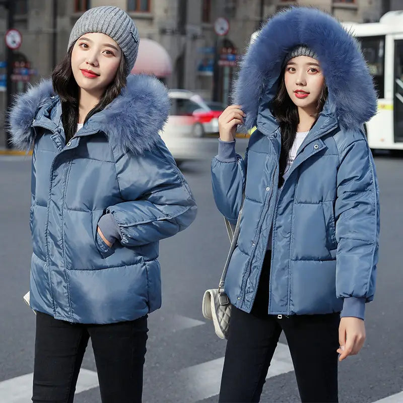 Lovemi - Large Fur Collar Thick Padded Jacket Down Women