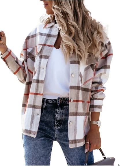 Lovemi - Autumn And Winter Long-Sleeved Plaid Shirt Jacket