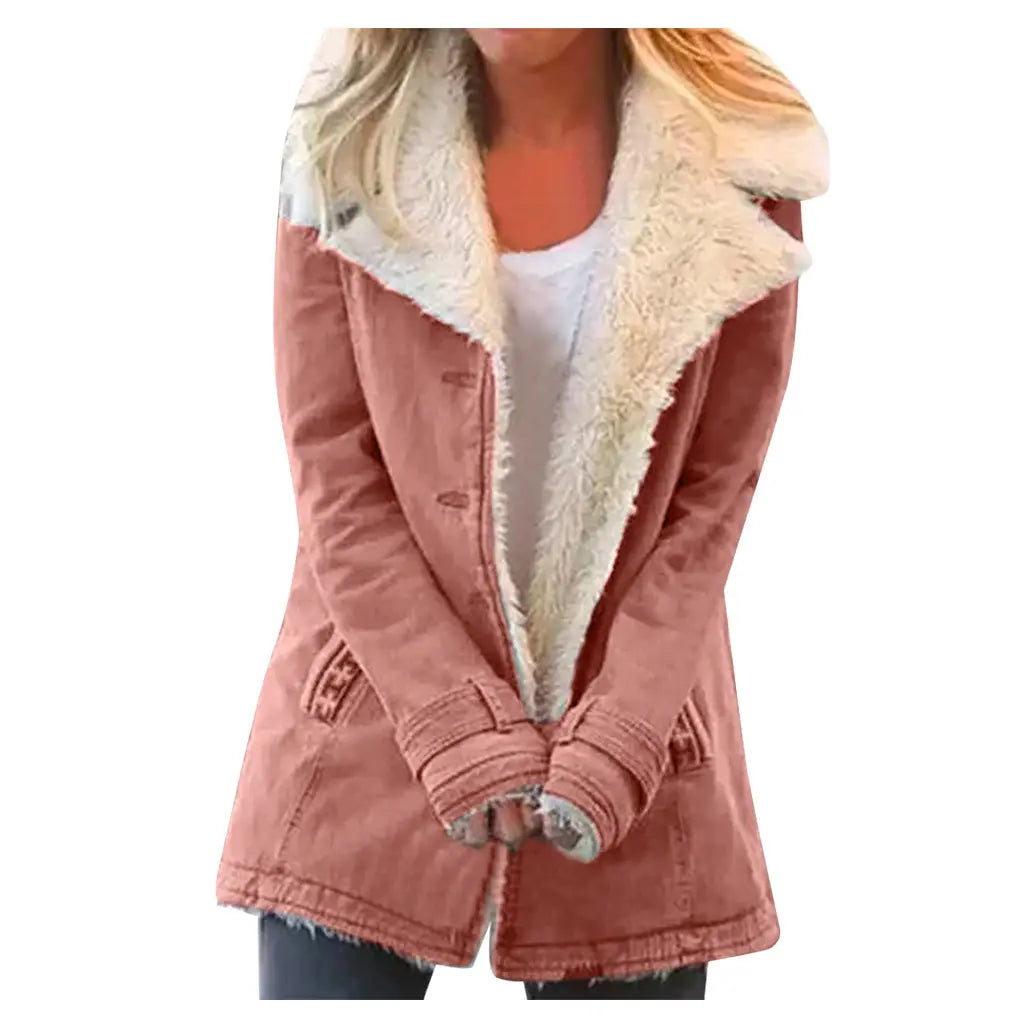 Lovemi - Women Plus Size Warm Coats Composite Plush Button