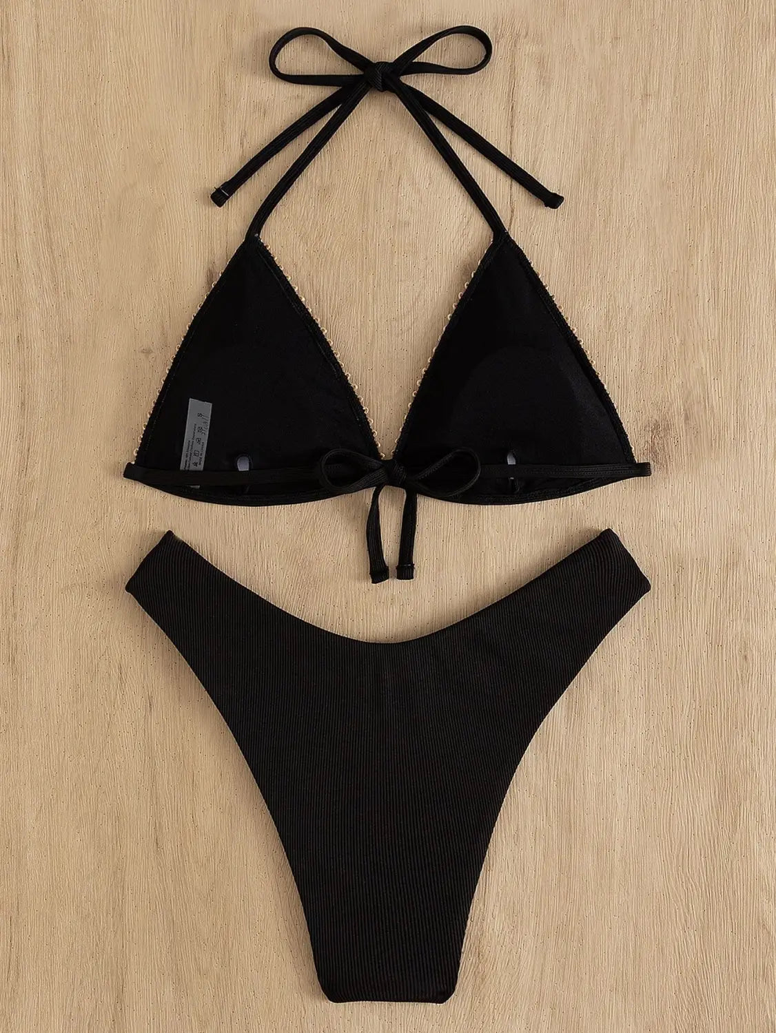 Lovemi – einfarbiger Bikini-Badeanzug mit Krawatte für Damen