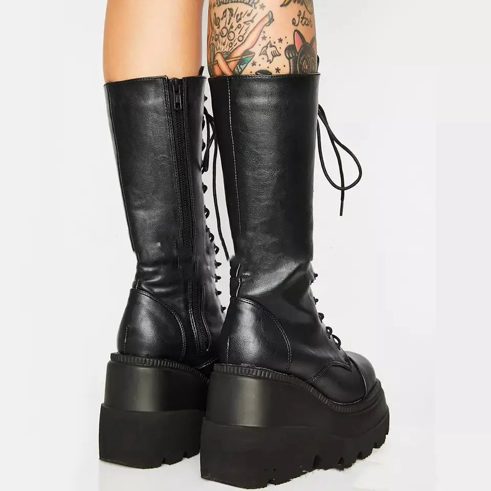 Lovemi - Platform wedge heel boots