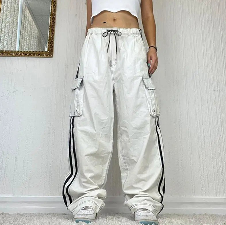 Lovemi - Pantalon cargo pour femme avec poches Y2K Streetwear
