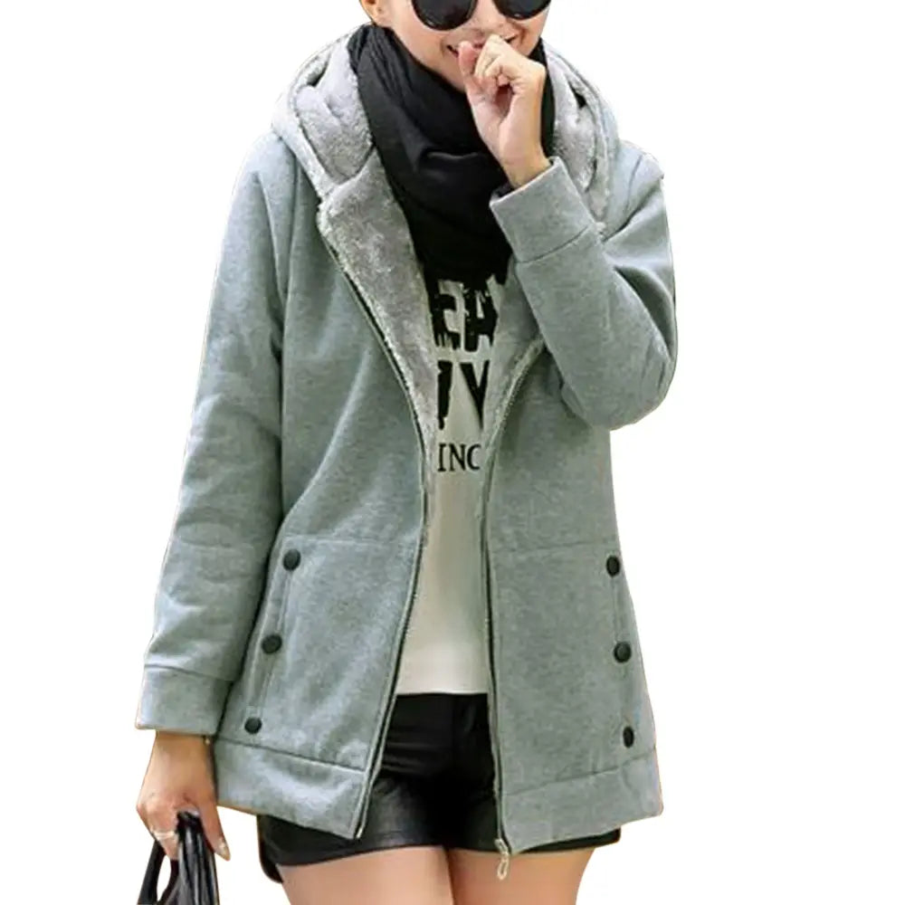 Lovemi - Thick Warm Cardigan Sweater Hooded Jacket