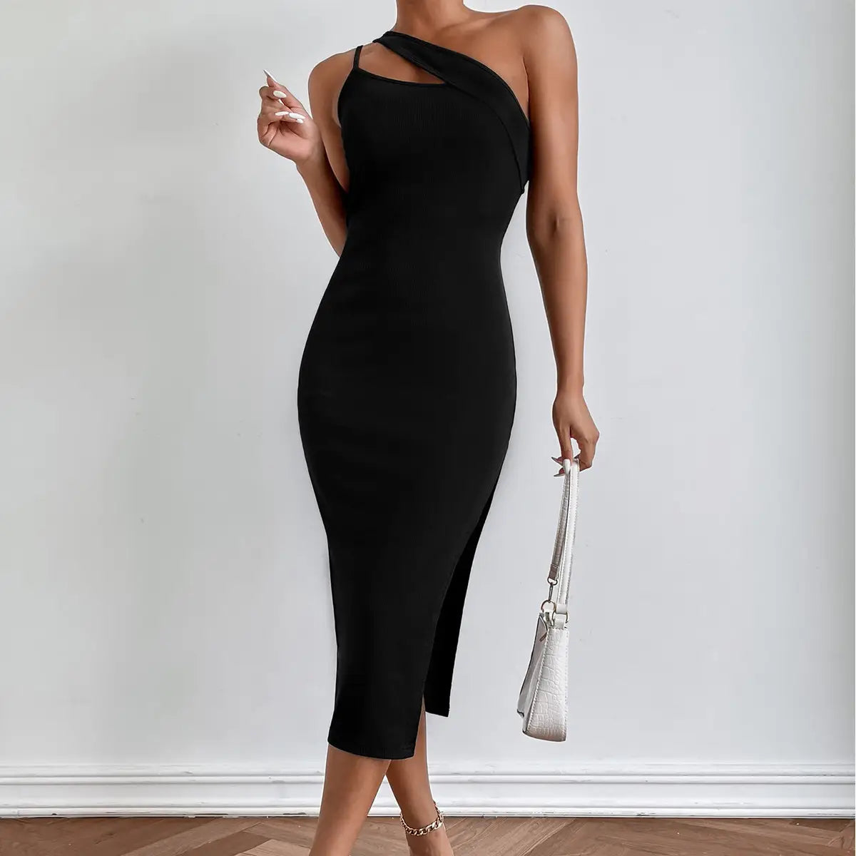 Lovemi - Slit Shoulder Bag Hip Skirt Irregular Slim Slimming
