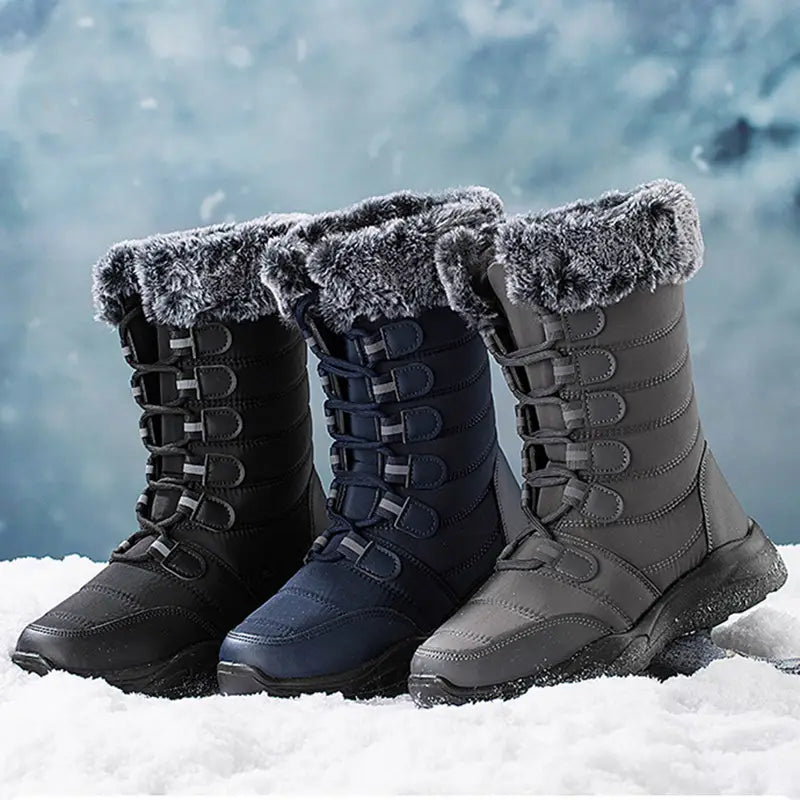 Bottes de neige d'hiver bottes à plateforme à lacets chaussures floues femmes