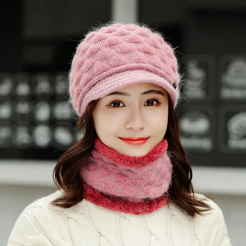 Lovemi - Plush thick warm ear protection scarf hat