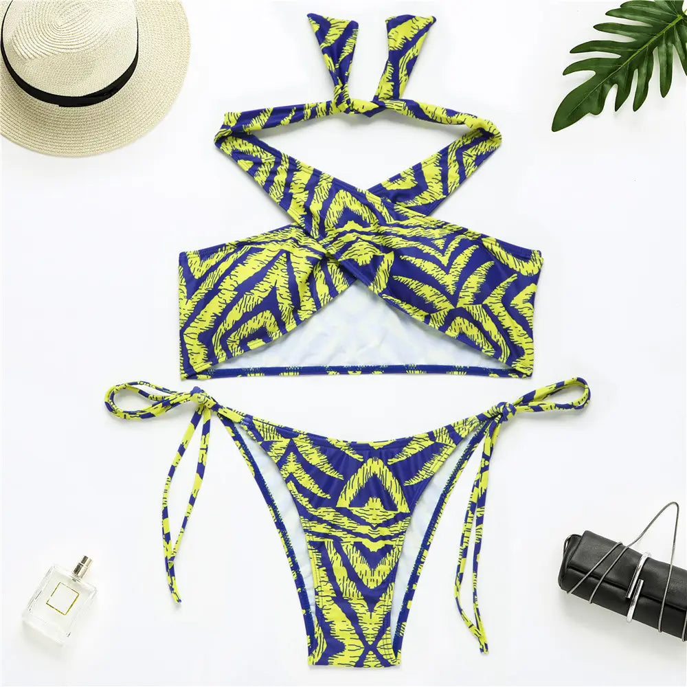 Lovemi - Maillot de bain bikini fendu croisé mode pour femmes