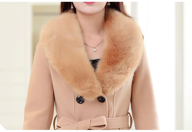 Lovemi - Large fur collar woolen coat