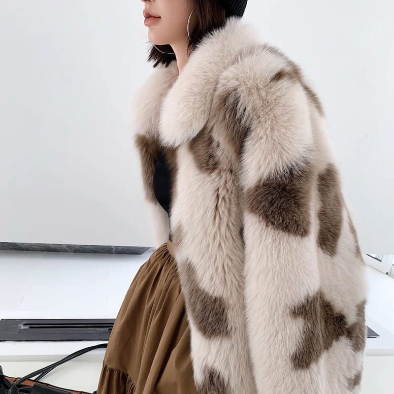 Lovemi - Manteau chaud pour femme en fourrure de Toka en laine de renard