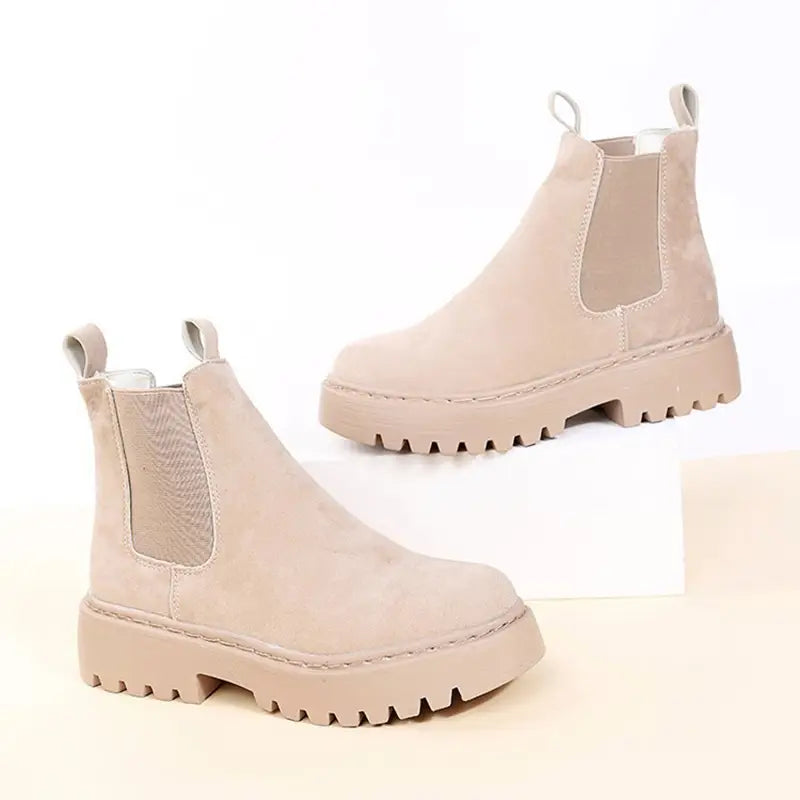 Women Ankle Boots Solid Color Chunky Boots Autumn Winter