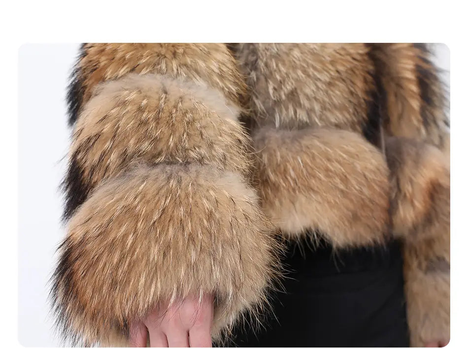 Lovemi - Manteau court d'épissage en fourrure de renard à la mode pour femmes
