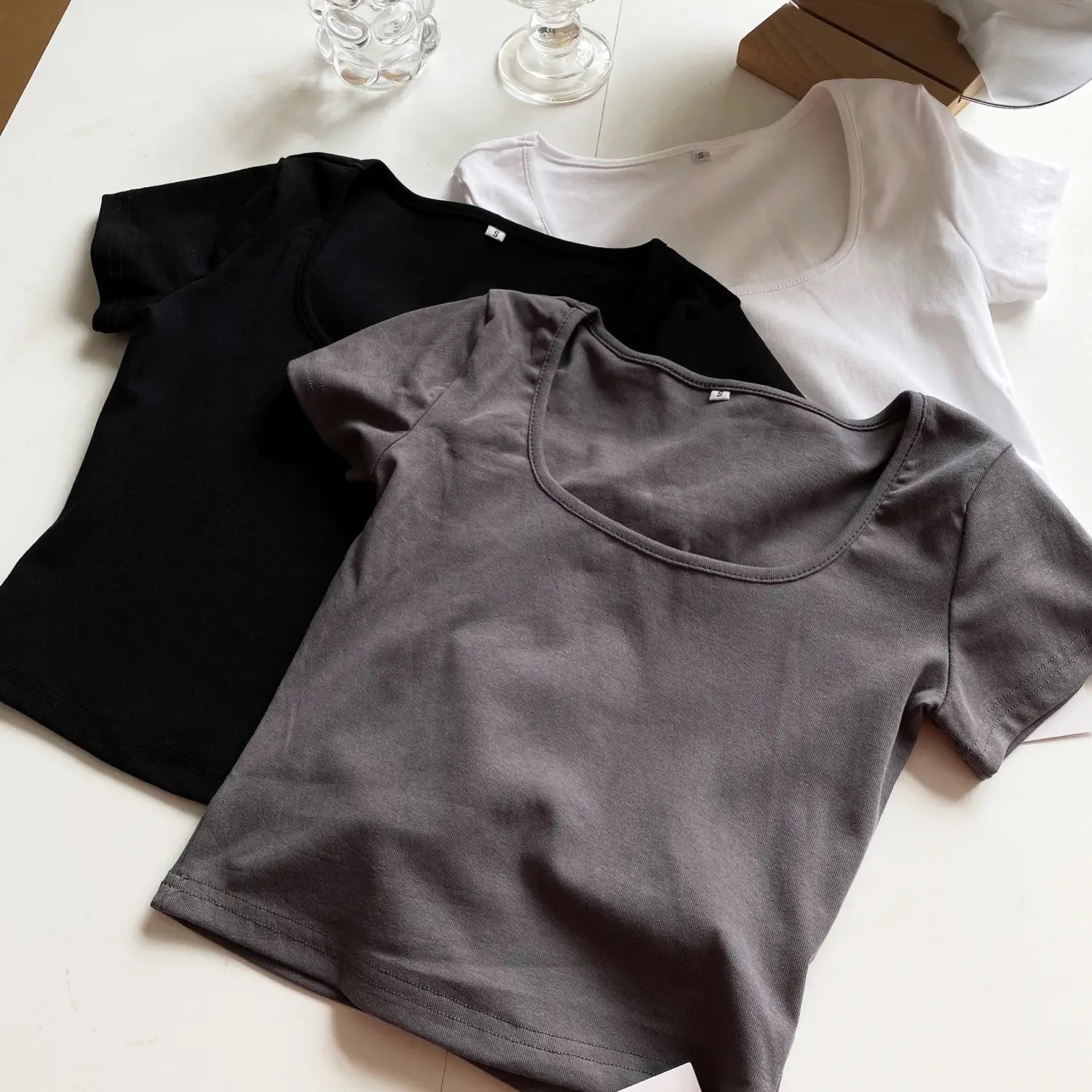 Lovemi – Kurzärmliges, schmales T-Shirt für Damen, All-Match-Short