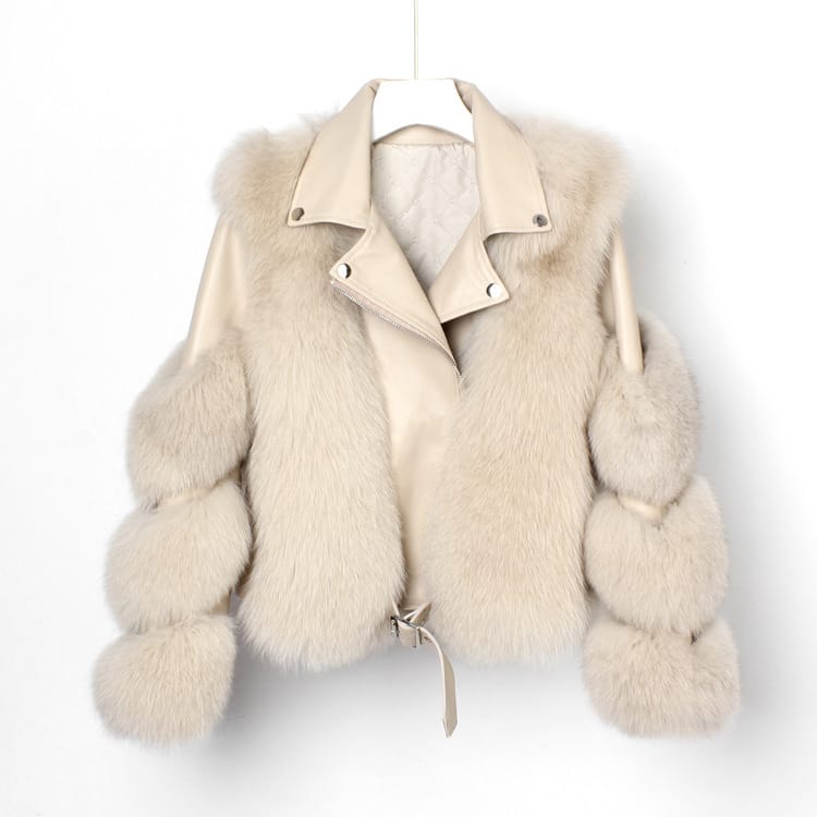 Lovemi - Real fur grass motorcycle fox coat