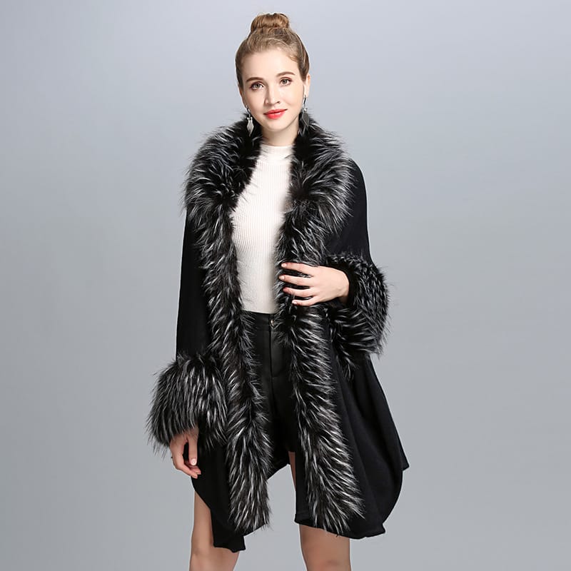 Lovemi - Faux Fur Cape Cape Women’s Coat