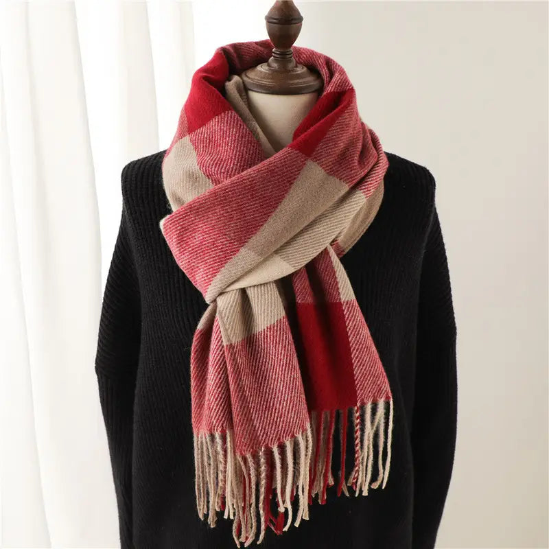 Men’s And Women’s Thickened Warm Plaid Scarves