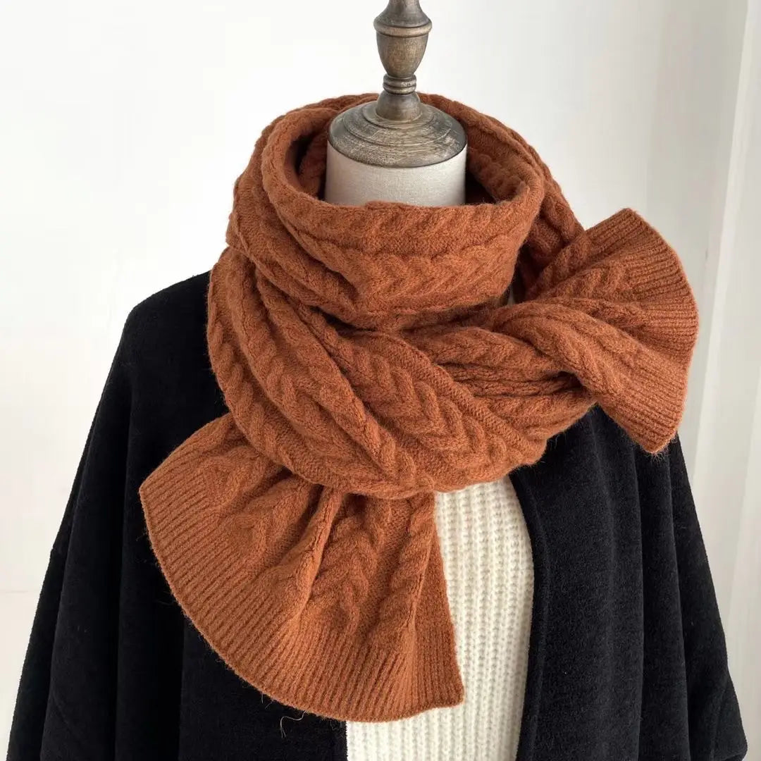 Korean Version Of Solid Color Knitted Wool Warm Scarf In