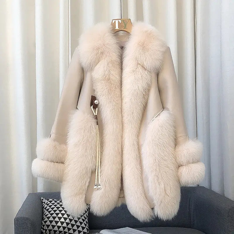 Lovemi - High-end Imported Whole Skin Fox Fur Coat Female